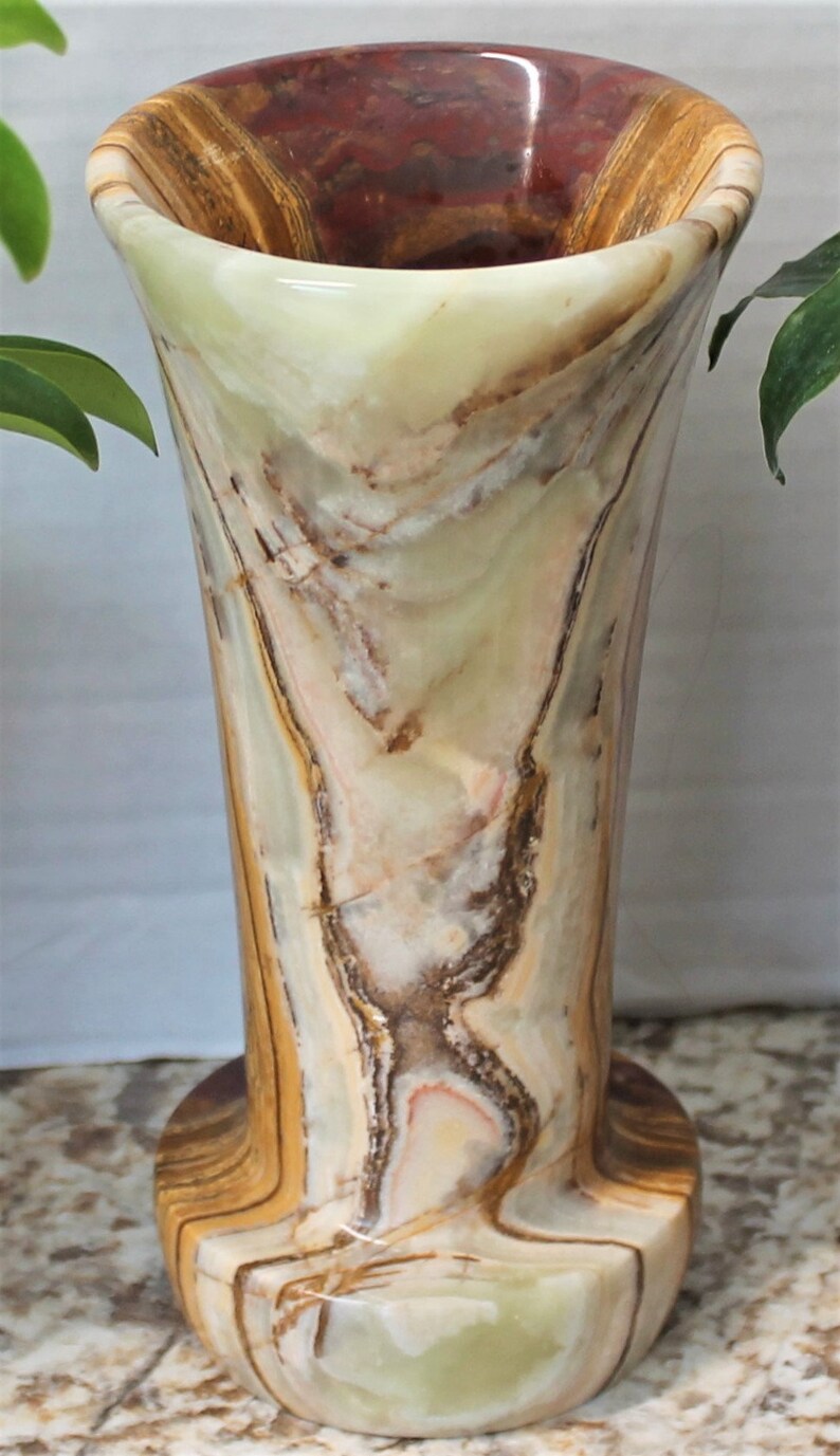 Vintage Onyx Vase Multi Colored Onyx Vase Vintage Stone Etsy