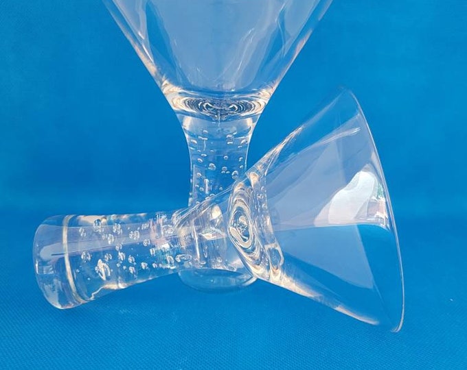 Vintage Martini Glasses Bubble Stem Art Glass Martini Glass Etsy