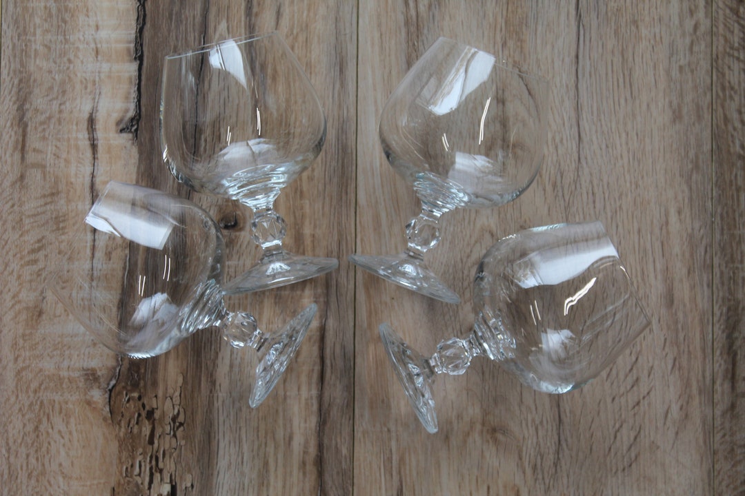 Vintage Crystal Brandy Glasses Mid Century Modern Barware Etsy