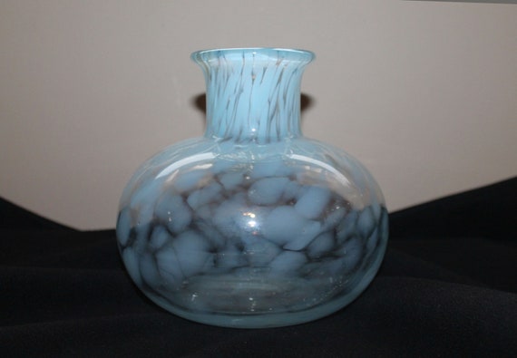 Vintage Art Glass Vase Baby Blue Blown Glass Vase Mid Etsy