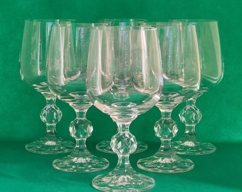 Set of Six Crystal Wine Glasses-Vintage Wine Glasses-Vintage Barware