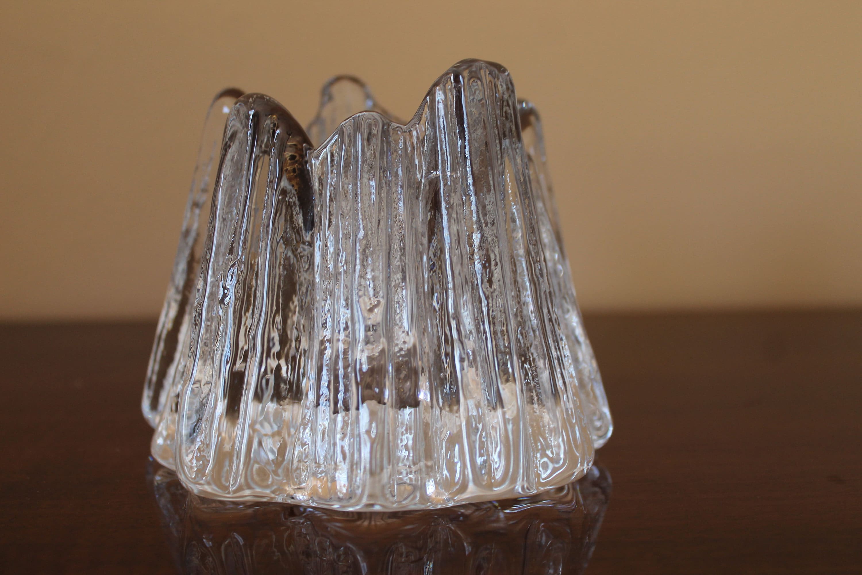 Swedish Crystal Candle Holder Nybro Volcano Votive Candle Etsy Canada