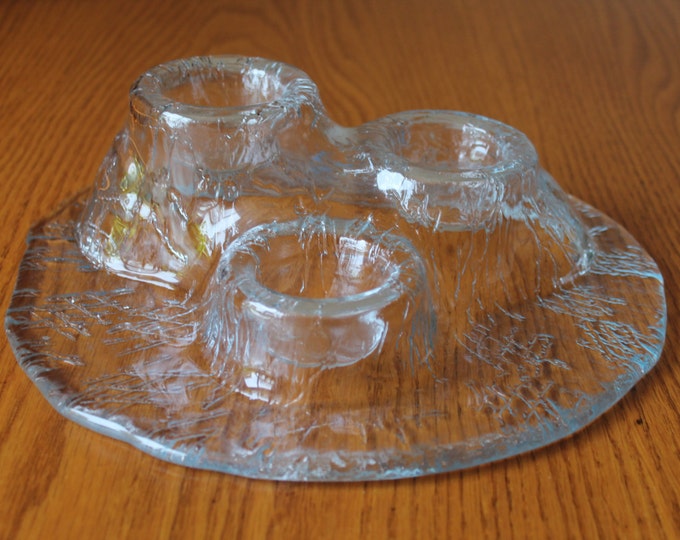 Meri Lasi Volcano Candle Holder Vintage Finland Glass Meri Lasi Candle