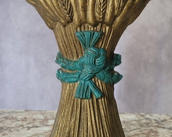 Vintage Wheat Bundle Door Stop - Cast Iron Door Stop - Mid Century Wheat Bundle Door Stop