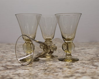 Vintage Stemmed Shot Glass- Skruf Sweden Champagne Gold Liqueur Glasses- Skruf Gulli Honey Gold Glasses-Skruf Gulli Aperitif Glasses