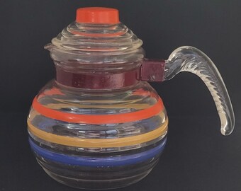 Vintage McKee Glasbake Tea Pot - Glasbake Ribbed Tea Pot-1950's Kitchen Ware-Behive Glass Tea Pot