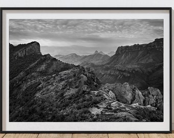 Big Bend Art Print, Big Bend National Park poster, Big Bend Black and White Photography, Texas art print, Nature Photography, Rio Grande Art