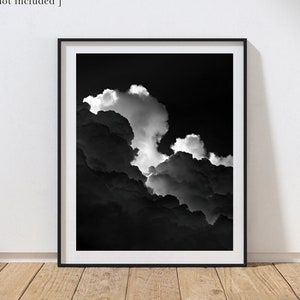 Cloud Art Print Black and White Photography Wall Art Living Room Photography Print Minimalist Wall Art Cloud Artwork Large Cloud Photography