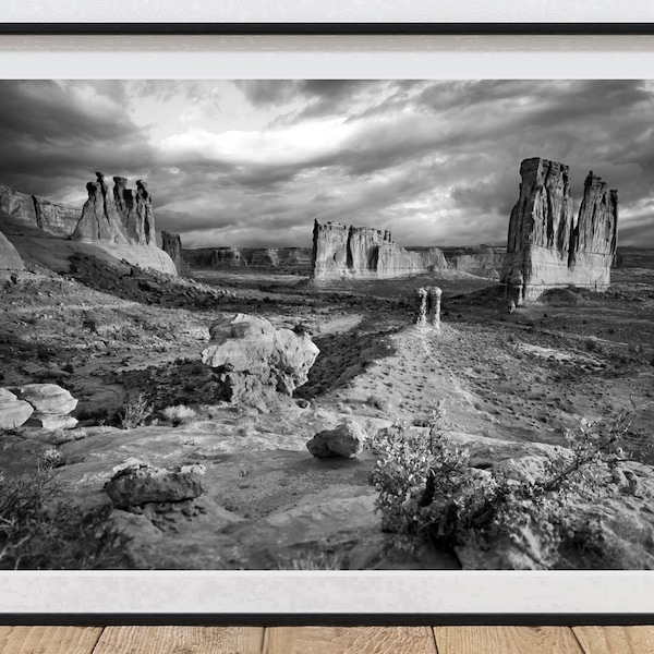 Arches National Park Poster Black and White Photography Print Utah Artwork Arches National Park Art Courthouse Area Print Moab Photography