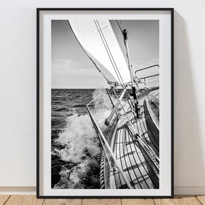 Coastal Wall Art Sailboat Print Sailing Art Black and White Coastal Decor Home Living Room Beach House Decor Lake House Art Sailing Photo