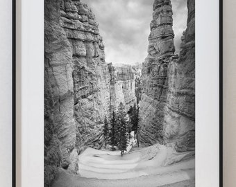 Bryce Canyon Landscape Print Black and White Photography Utah Art Print Desert Wall Art Bryce Canyon National Park Poster Utah Parks Artwork