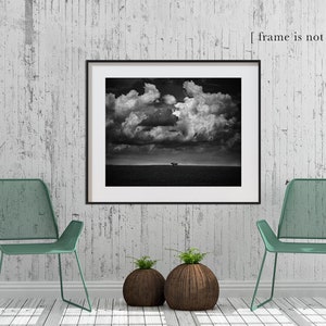 Landscape Plains Photography Print, Cloud Photography, Cloud Wall Art, Cloud Print, Modern Black and White Photography, Fine Art Photography image 3