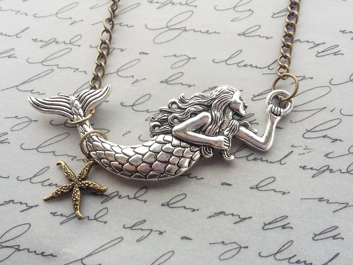 Mermaid Necklace Silver Necklace Mermaid Gift Mermaid Etsy