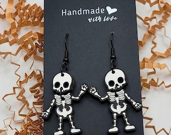 Skeleton Dangle Earrings | Skeleton Gifts | Halloween Jewelry