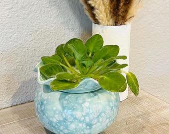 African Violet Pot - Large - Self Watering Pot - Violet Pot - Houseplant - African Violet - Unique Gift - Ceramic - Handmade Gift - IN STOCK