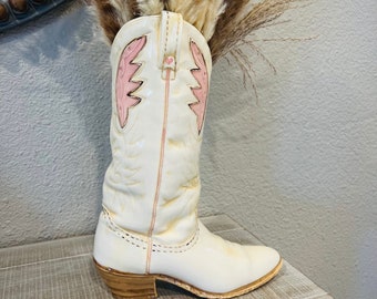 Ceramic White Cowboy Boot Vase 13", Boho Decor, Cowboy Boot Vase, Cowgirl Gift, White Cowboy Boot, Cowgirl Vase for Flowers, Western Wedding