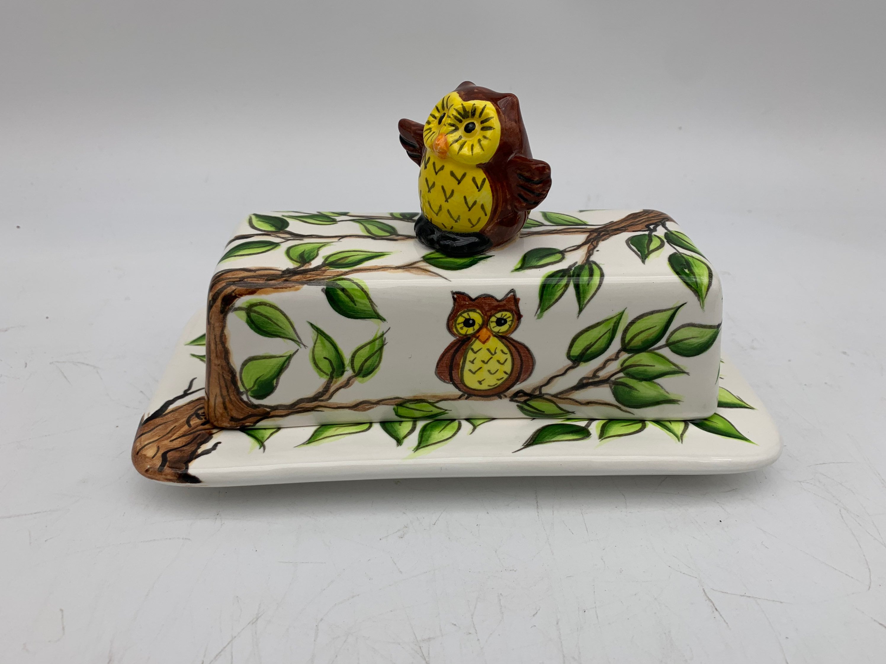 Owl Ceramic Butter Dish with Lid Colorful Butter Dish Owl Etsy