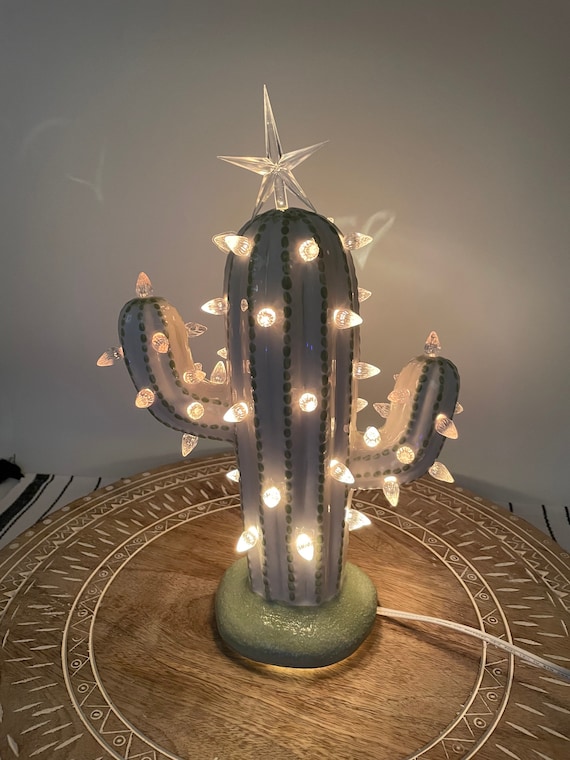 Cactus Tree With Lights, Vintage Style Light-up Cactus, Boho
