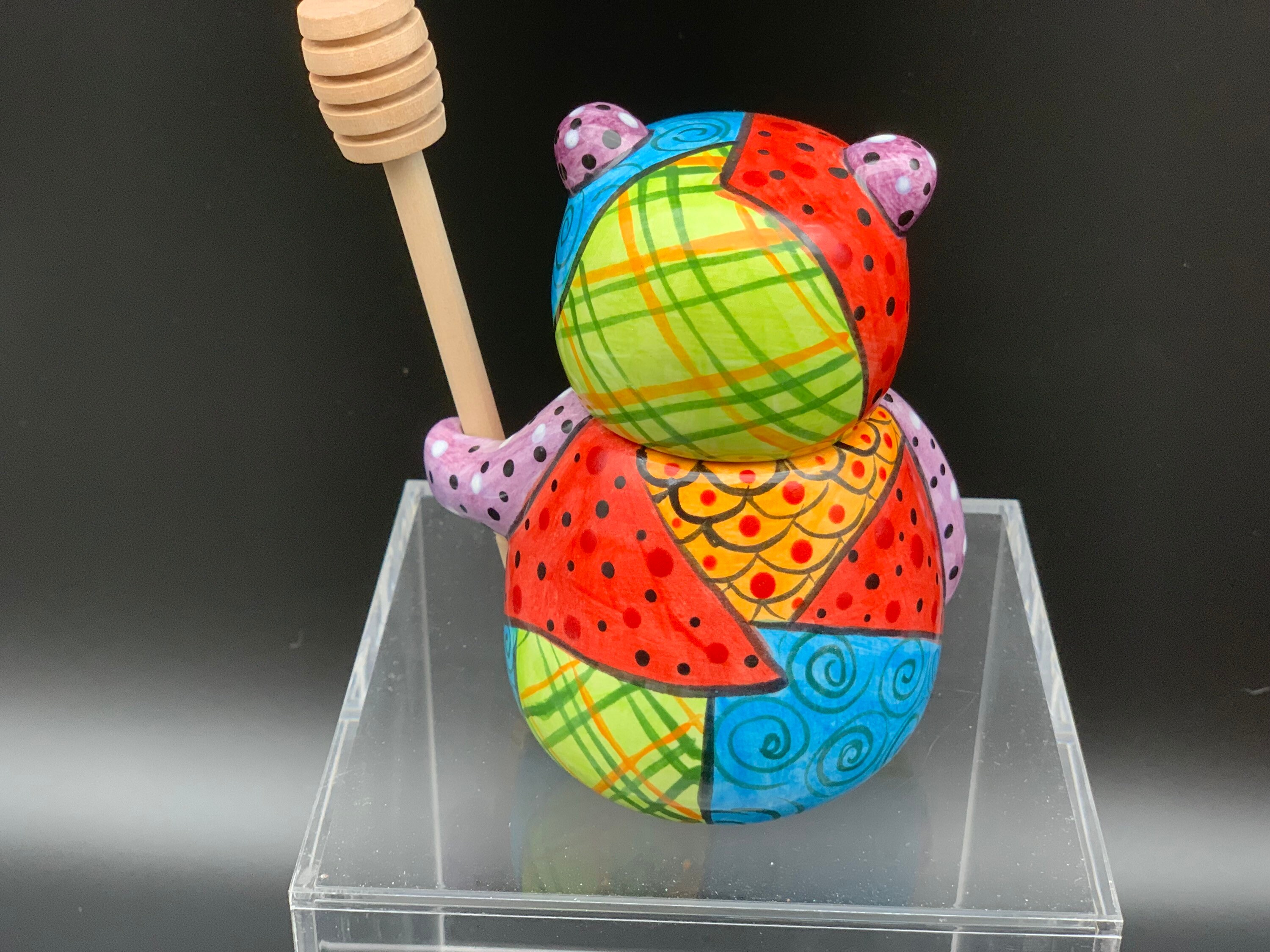 Hand painted Honey Bear Jar Honey Jar with Stick Honey Jar Etsy