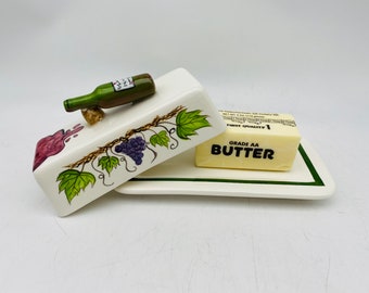 Covered Butter Dish with Lid, Please Don’t Spill the Wine, Colorful Butter Dish, Wine Kitchen, Wine Lover, Italian Decor, Unique Gift