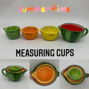 Measuring Cups, 1 cup - 1/2 Cup - 1/3 Cup - 1/4 Cup, Baker Gift, Cake Decorator Gift, Kitchen, Fruit Decor, Baking Gift
