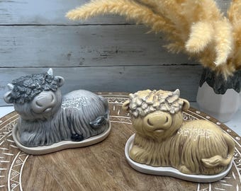 Highland Cow Butter Dish - Cow Gift - Highland Cow Lover Gift - Cow Lover Gift - Highlands Cattle - Butter Dish - Unique Gift
