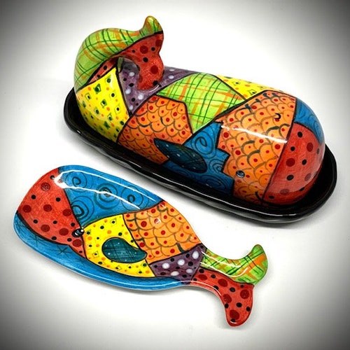 Rooster Ceramic Butter Dish Colorful Butter Dish With Lid Etsy