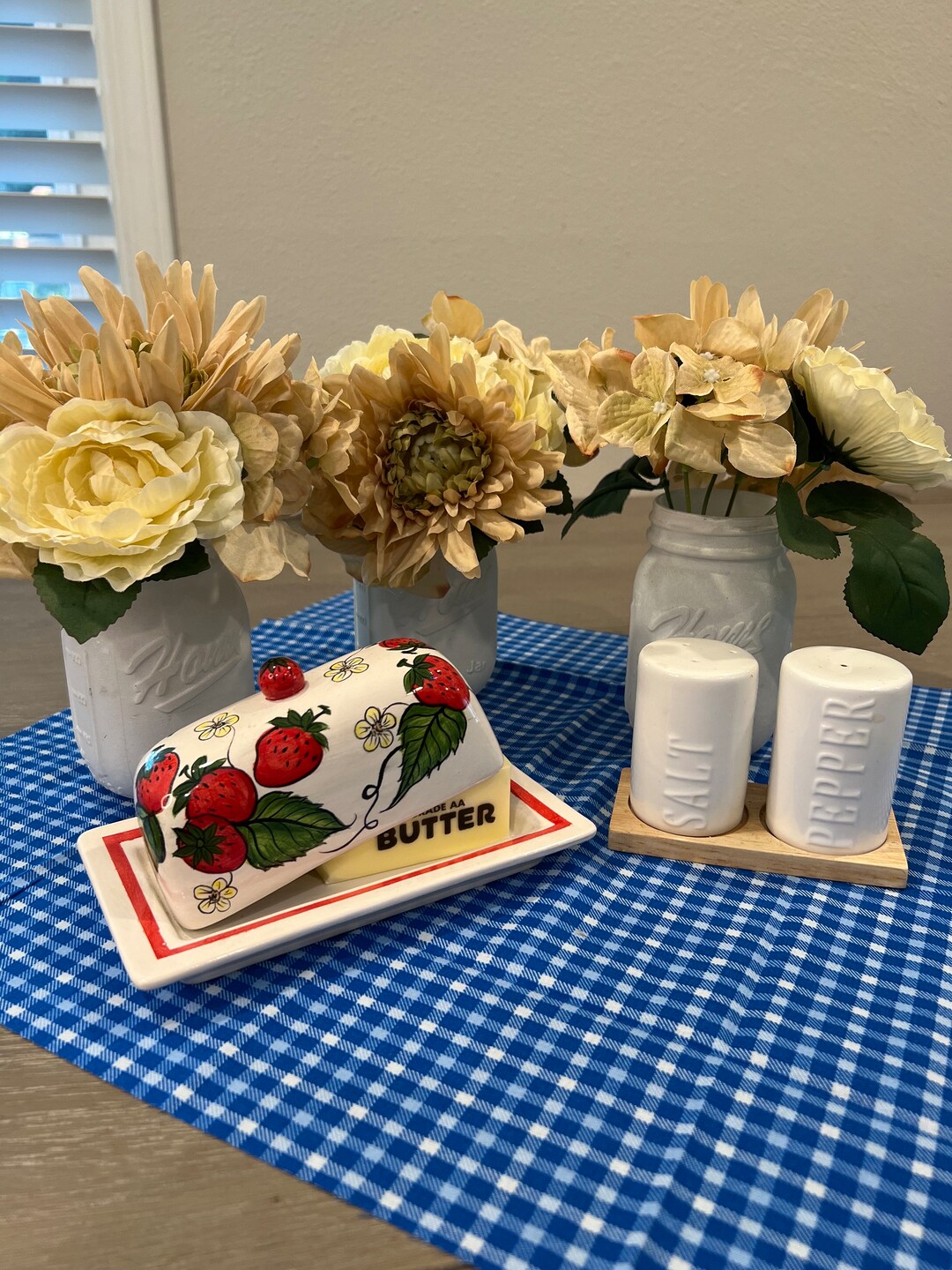 Strawberry Butter Dish, Handpainted Ceramic Fruity Butter Dish With
