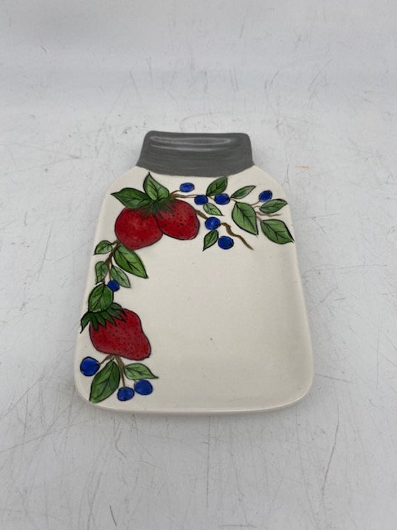 MultiUse Spoon Rest Plate Strawberries and Blueberries Etsy
