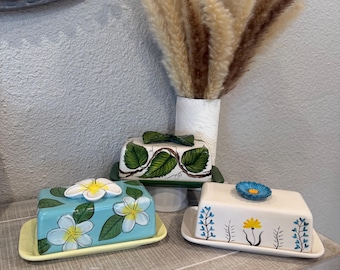 Ceramic Butter Dish - Hand-painted Ceramic Butter Dish with Lid, Unique Gift, European Butter, 1 pound, 1 lb Butter