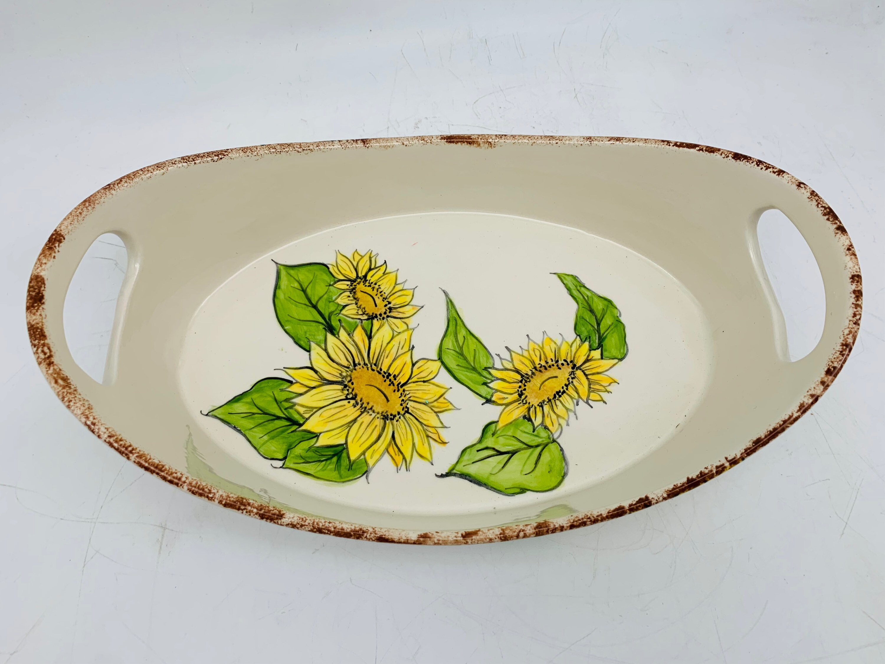 Sunflower Serving Dish with Handles Platter Picnic Serving Etsy