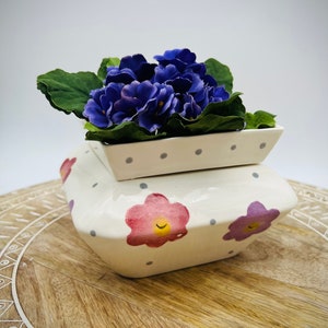 African Violet Pot, Medium Indoor Planter, Self Watering, African Violet Pot, Unique Gift - IN STOCK