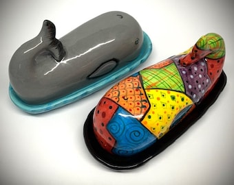 Butter Dish with Lid, Whale Shaped Ceramic Butter Dish with Lid - Butter Dish - Whale Gift - Whale Lover - Unique Gift Idea - Ocean Lover
