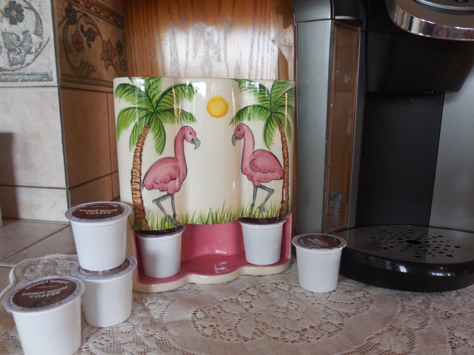 K Cup Holder Pink Flamingos Space Saver Keurig Holder K Etsy