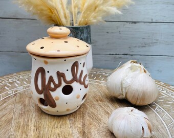 Ceramic Garlic Keeper - Garlic Jar - Garlic Storage Jar - Jar for Garlic - Ceramic Jar - Garlic Lover