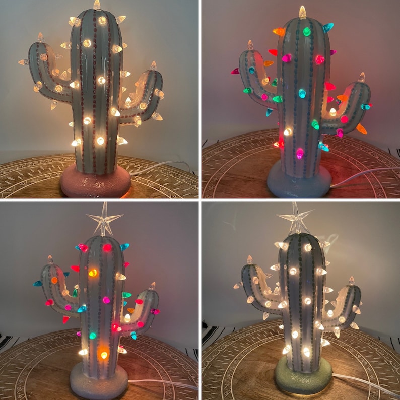 Cactus Tree With Lights Vintage Style Lightup Cactus Etsy