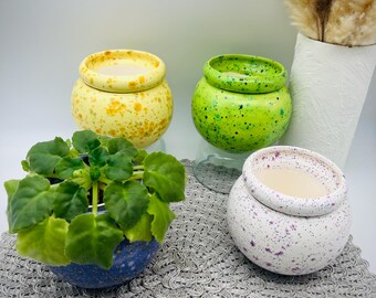 African Violet Plant Pot, African Violet Ceramic Pot, Self Watering Pot - African Violet Pot - Planter -  Unique Gift - Bright Colored Pot