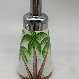 Beach Bathroom Soap Dispenser - Palm Trees - Tropical Palm Trees - Foaming Soap or Lotion Dispenser - Beach Bathroom - Beach Decor - Unique