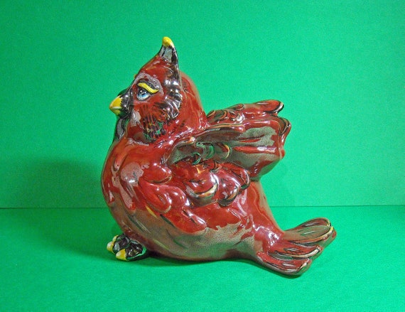 Silly Fun Ceramic Cardinal Bird Tea Light Candle Holder