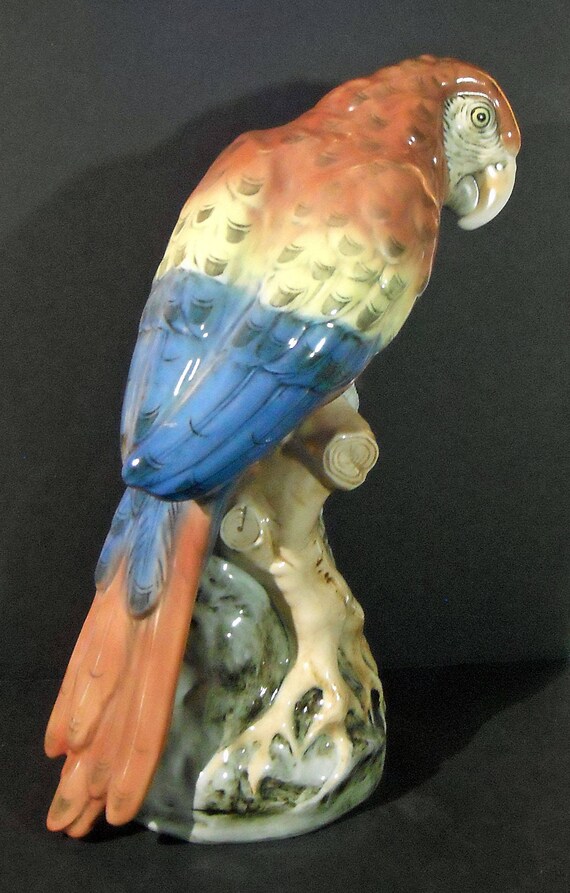 Vintage Royal Dux Bohemia Porcelain Scarlet Macaw