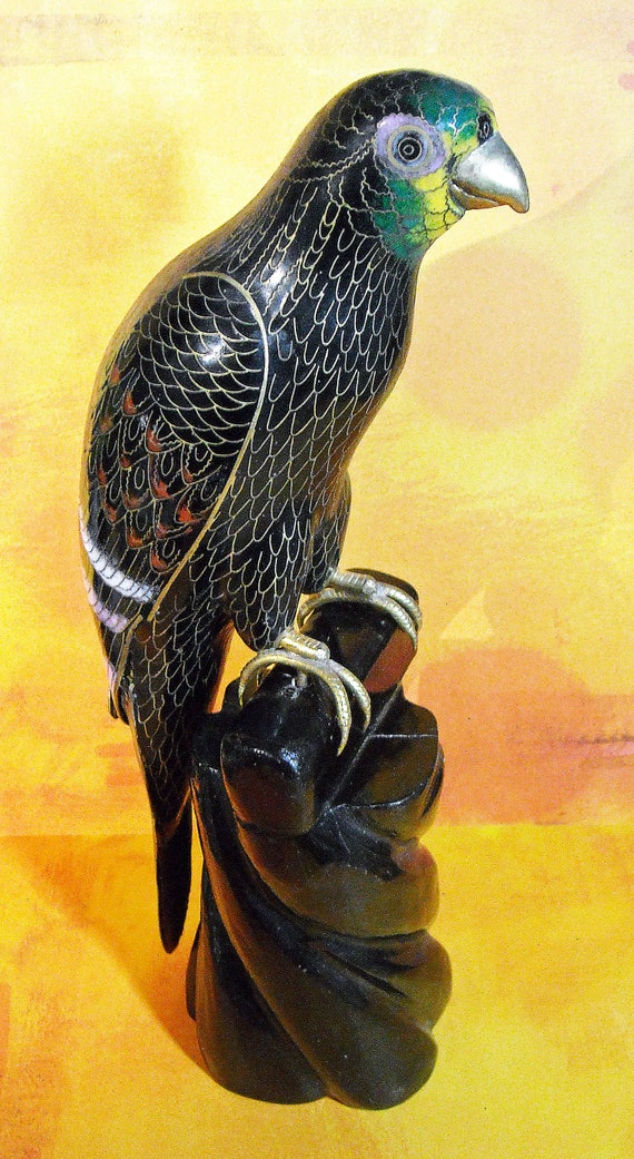 Beautiful Vintage Cloisonne Parrot from Asia