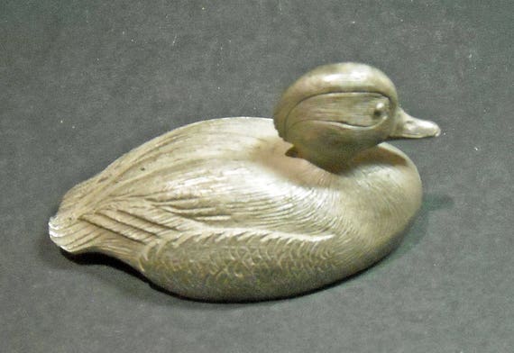 D. R. Waldera Pewter Green-winged Teal Miniature Decoy style Duck