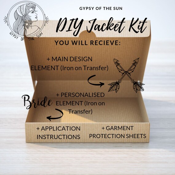 Arrows Personalise. DIY Bridal Jacket Denim Bridesmaid gift Hens party gift Iron On Decal Cross Wedding Bridal party Boho Bride