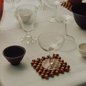 striped cedar braided bead coaster