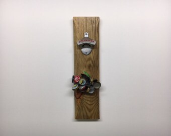 Reclaimed Pallet Slat Opener w/a Magnetic Bottle Cap Catcher-Pallet Reclaimed Magnetic Bottle Opener-Recycled Pine Pallet Bottle Opener