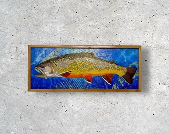 Hand Drawn Mixed Media Brook Trout