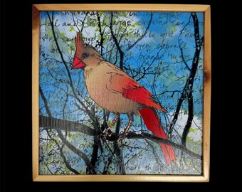 Hand Drawn Mixed Media Cardinal
