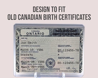 Rigid Clear Plastic Case for Old Style Canadian Birth Certificates
