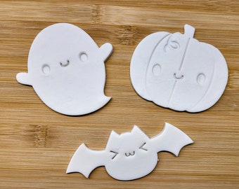 Kawaii Halloween Cookie Cutter Set - Pumpkin, Bat and Ghost - 3D Printed