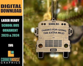 SVG Laser Ready School Bus Driver Ornament | Ozdoba świąteczna | SVG | Plik laserowy | Ozdoba autobusowa 2023 i 2024